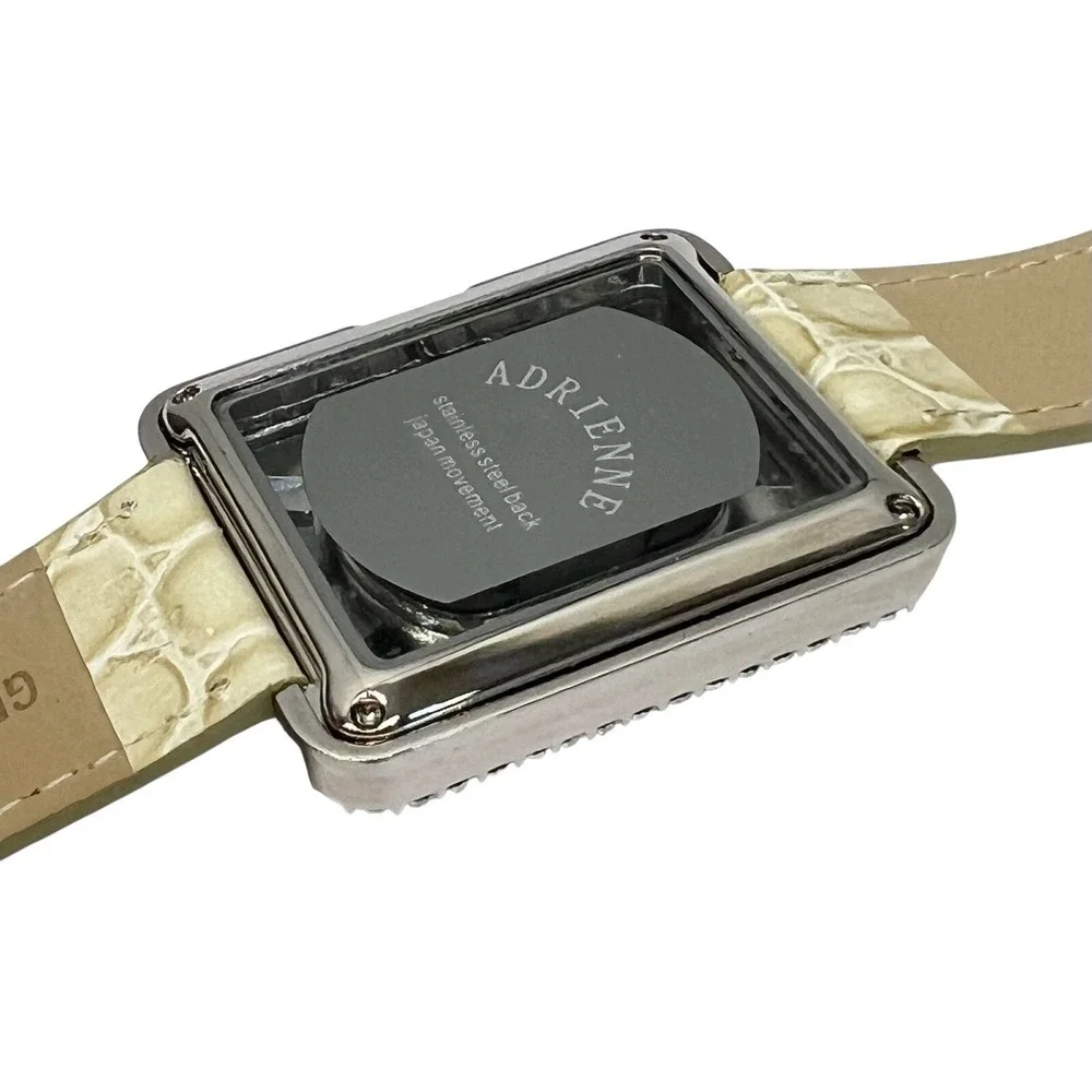 ADRIENNE Quartz Collection Japan Movement Club Watch White Croc Strap Needs Bat